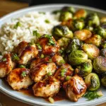 Air Fryer Sweet Chili Chicken and Brussels Sprouts