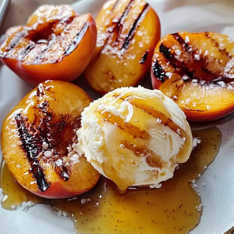 Grilled Peaches with Vanilla Ice Cream