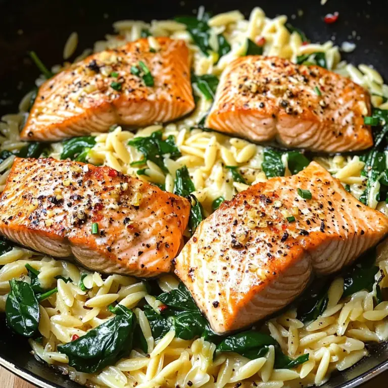 One Skillet Salmon with Lemon Orzo