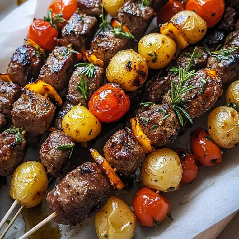 Rosemary Garlic Steak Kebabs
