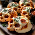 Cheesy Halloween Pizza Skulls
