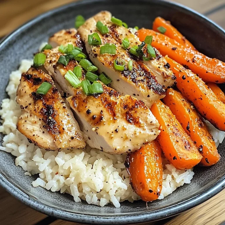 Garlic Butter Chicken Bowl with Roasted Carrots & Rice