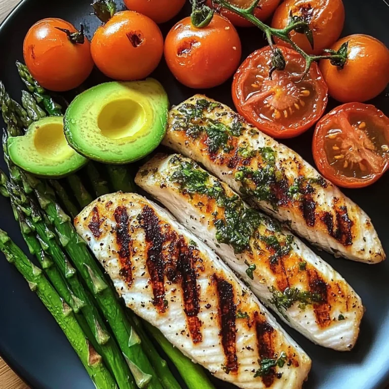Herb-Grilled Fish with Asparagus, Avocado & Cherry Tomatoes