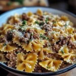 Cheesy Beef Bowtie Pasta with Garlic Butter Delights You!