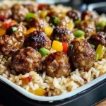 Honey Garlic Meatball & Rice Bake