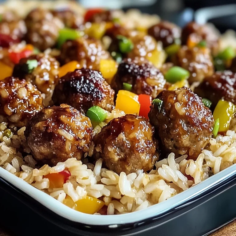 Honey Garlic Meatball & Rice Bake