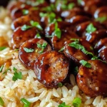 One Pan Sweet And Tangy Bbq Sausage Rice