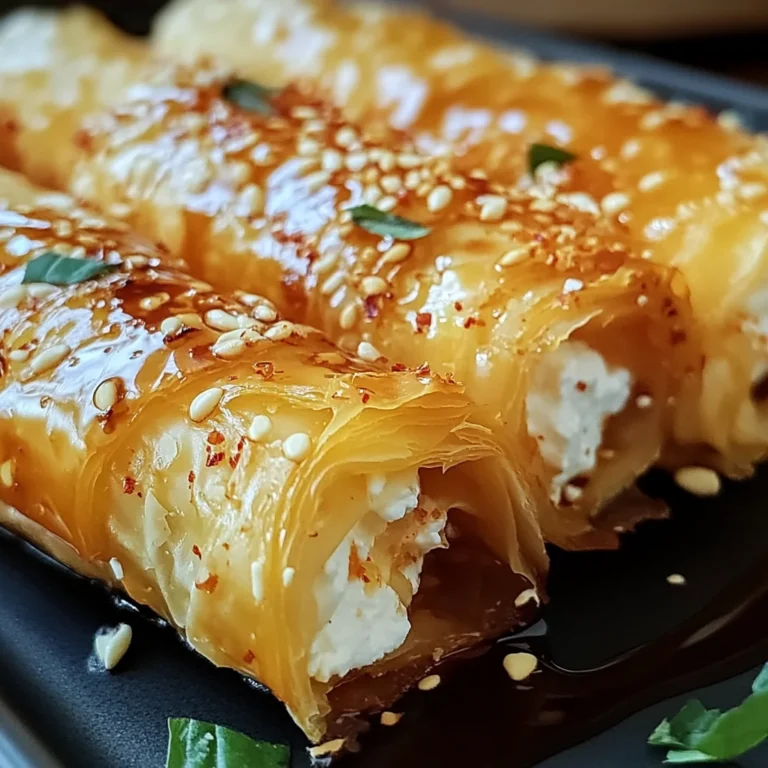 Oven Fried Feta Rolls with Chili Honey