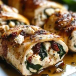 Rolled Up Chicken with Feta, Spinach, and Sun-Dried Tomatoes