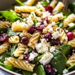 Spinach Pasta Salad with Feta and Cranberries